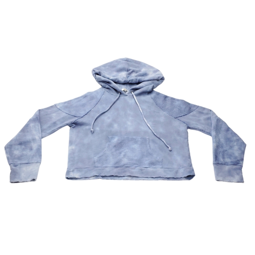 Love Shack Fancy Anarosa Hoodie Sweater in Washed Denim Tie-Dye Women's Size L - Picture 9 of 10